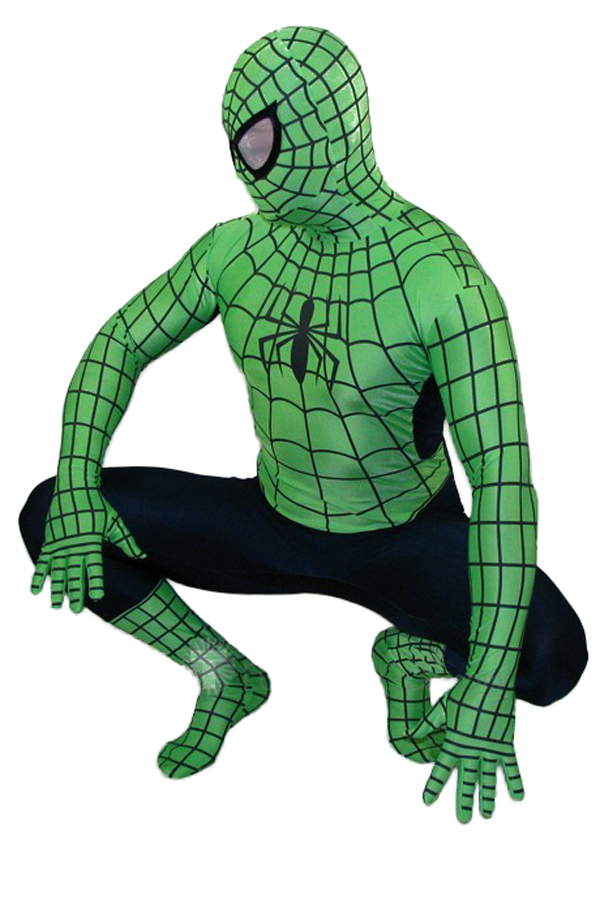 Halloween Costumes Black and Green Spiderman Zentai Suit - Click Image to Close
